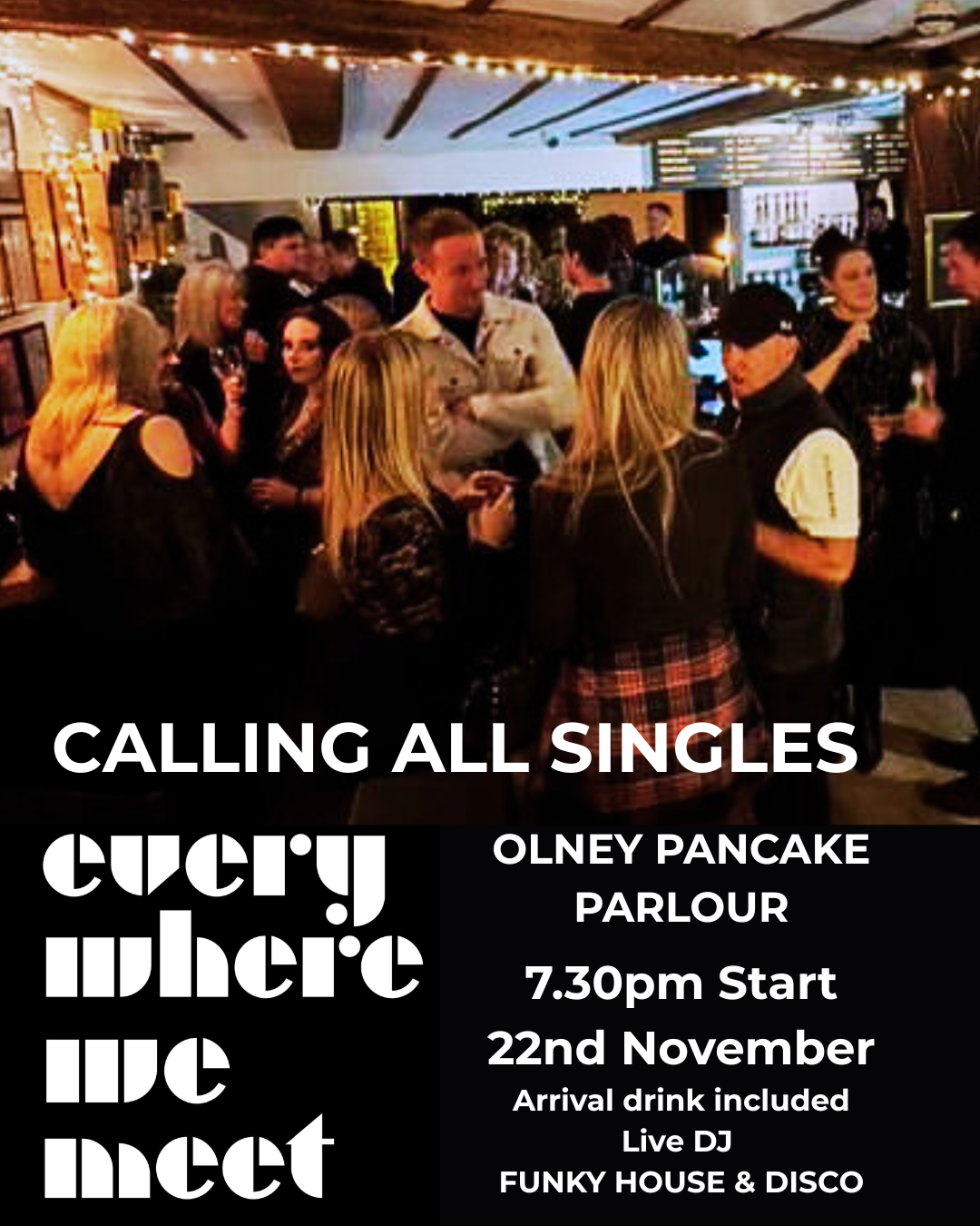 Olney Pancake Parlour Singles Night 22nd November at 7.30pm